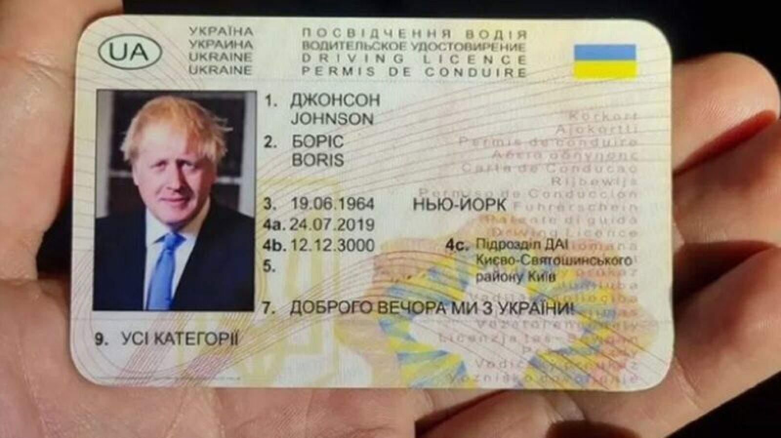 Boris Johnson rijbewijs