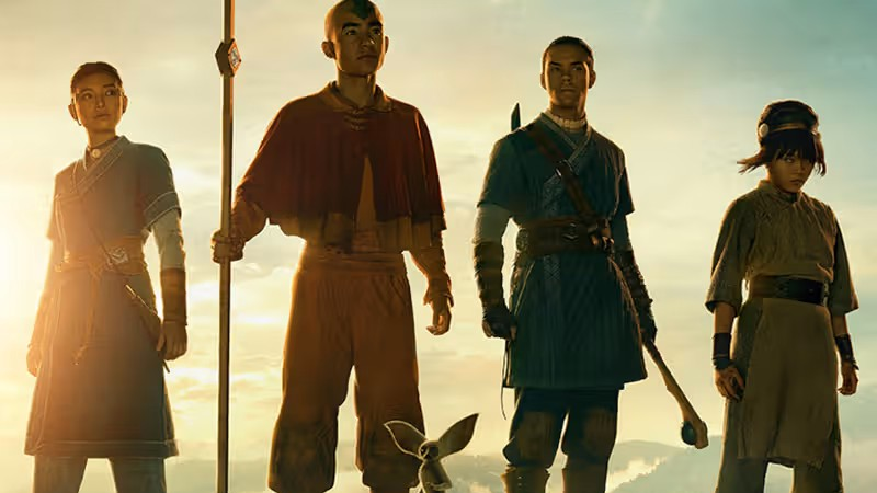 De vier hoofdpersonen van Avatar: The Last Airbender