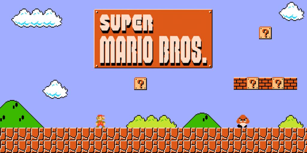Begin scherm van de orginele Super Mario
