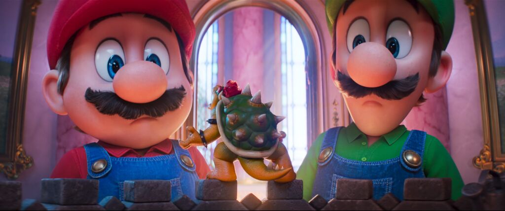 Mario en Luigi met Bowser in de Super Mario Galaxy Movie