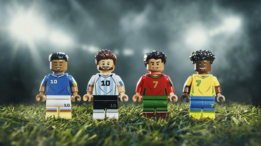 De voetballers als LEGO karakter
