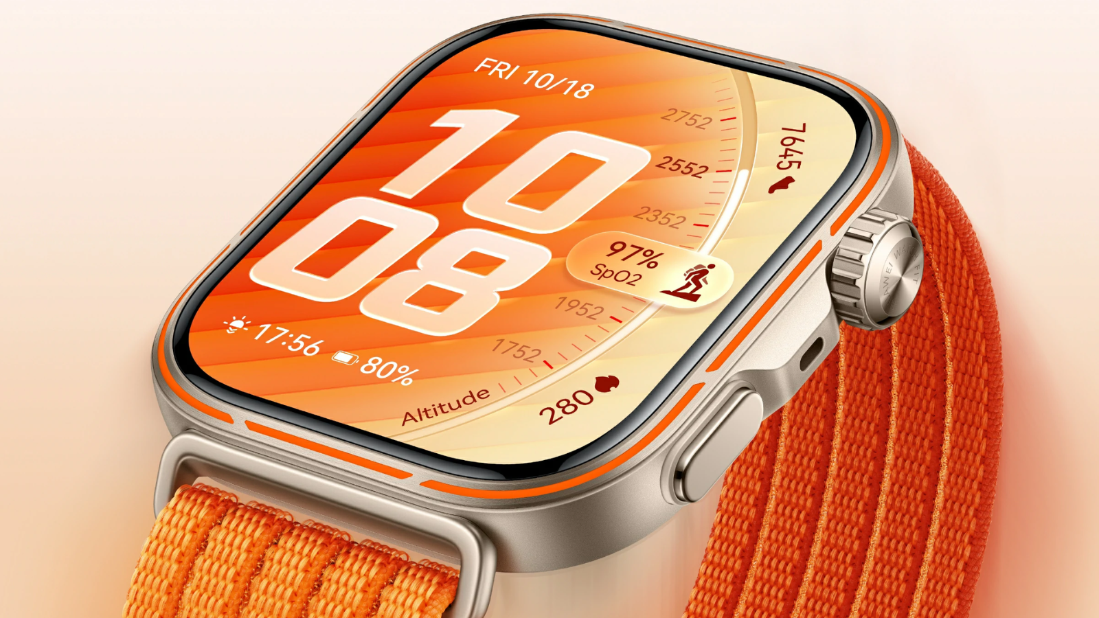 De display van de Huawei watch fit 5 pro