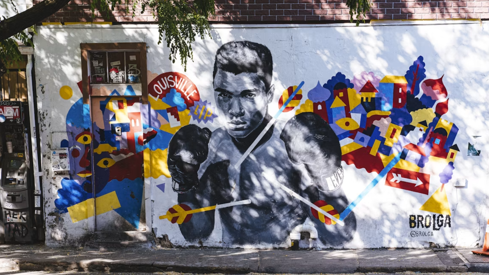 Een muurschildering van Muhammad Ali