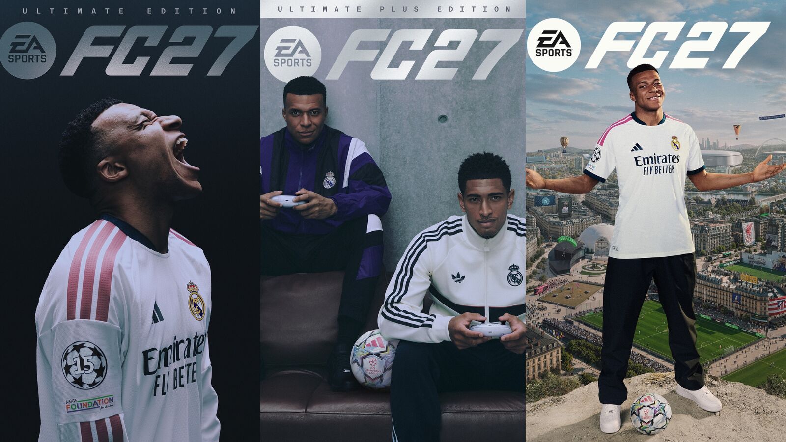 DE covers van alle edities van EA FC 27