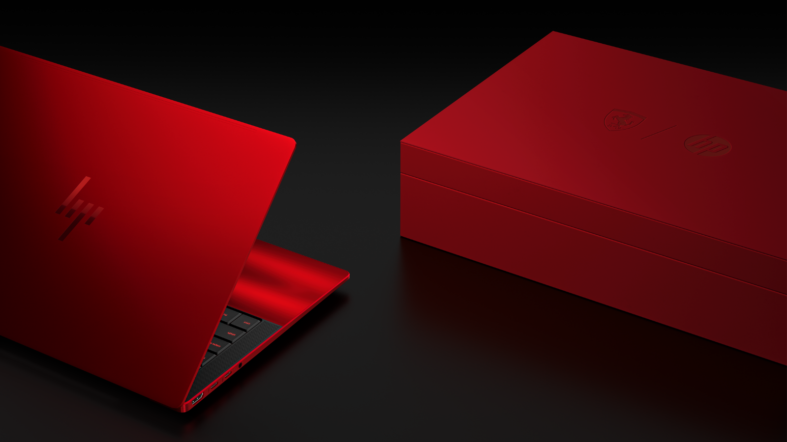 De HP laptop in de iconische rode kleur van Ferrari