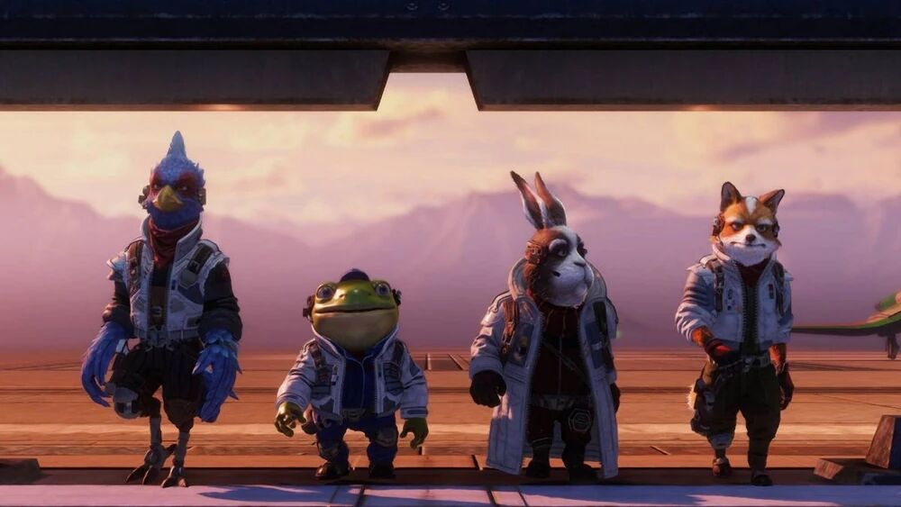 Falco Lombardi (de blauwe vogel)
Slippy Toad (de kikker)
Peppy Hare (de haas)
Fox McCloud (de vos) in de nieuwe Star Fox 