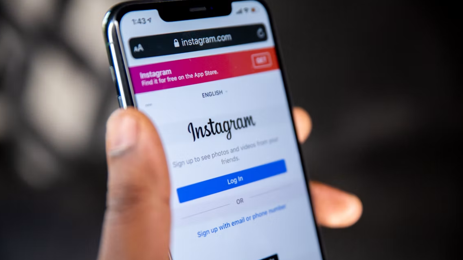 het instagram inlogscherm