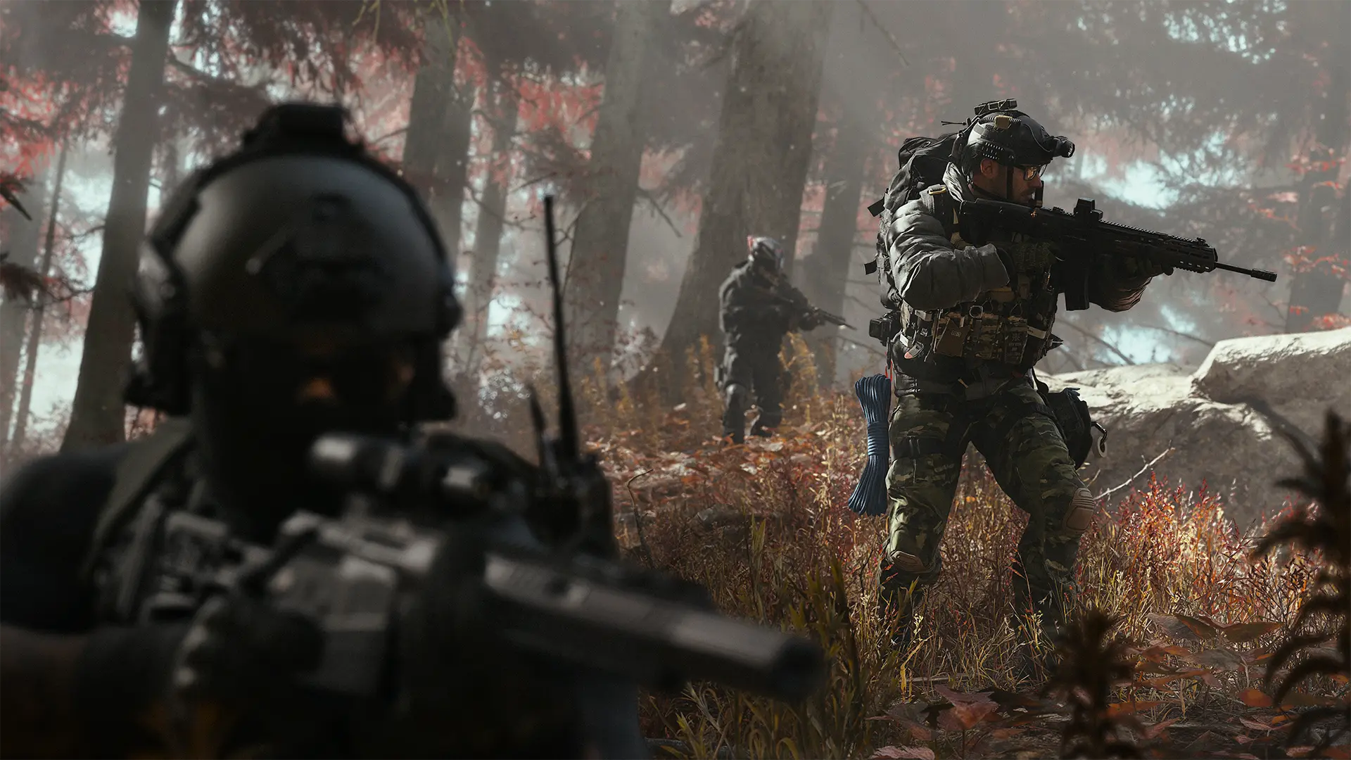 Soldaten in het bos in Call of Duty