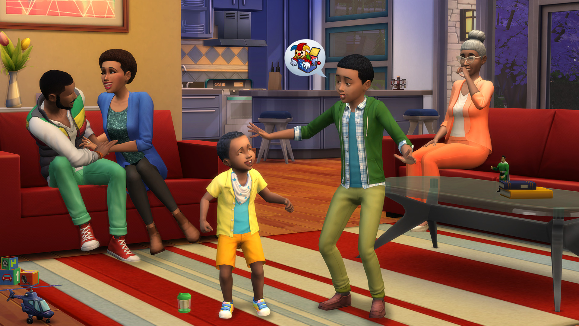 Een familie in The Sims 4, gemaakt door EA