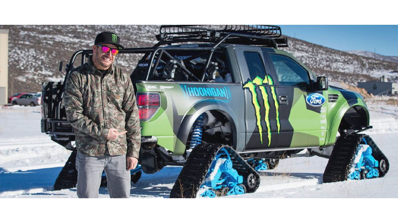 Illustratie voor: Ken Block showt z’n extreme Ford F1-50 Raptortrex!