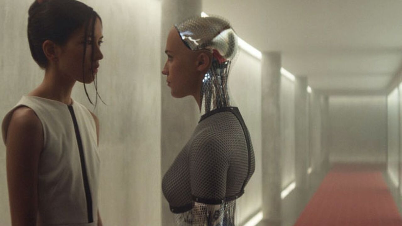 Illustratie voor: In de film EX Machina is Ava een machine met een verleidelijk vrouwelijk lichaam