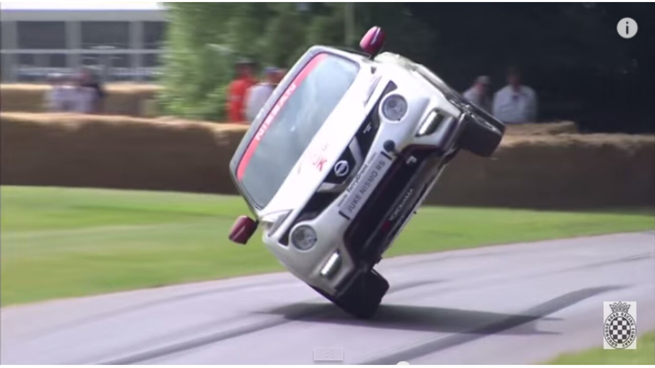 Illustratie voor: Nissan Juke Nismo RS plaats wereld record met het rijden op twee wielen
