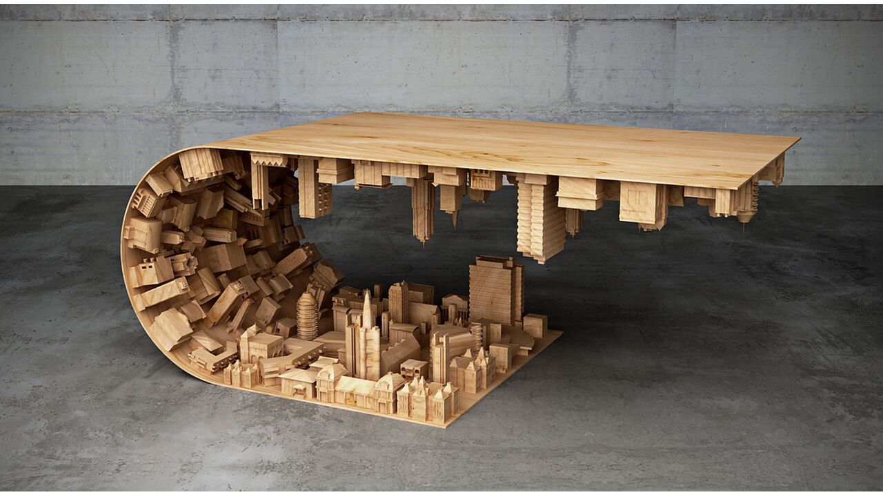 Illustratie voor: Designer bouwt super vette tafel geïnspireerd op Inception