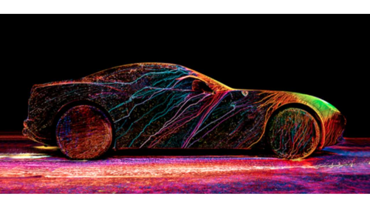 Illustratie voor: Super vet: een Ferrari California T in combinatie met blacklight verf