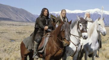 Aragorn Legolas en Gandalf in Lord of the Rings: the Two Towers