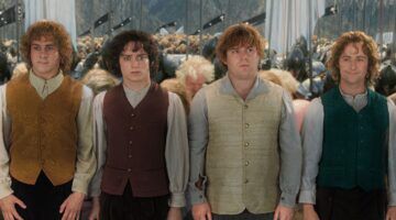 Frodo, Sam, Merry en Pippin in Lord of the Rings
