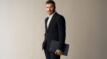 David Beckham voor de nieuwe samenwerking met Lenovo