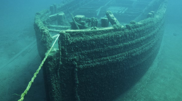 De Titanic op de bodem van de zee