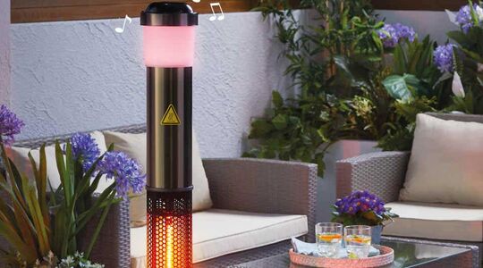 Terrasheater met bluetooth speaker