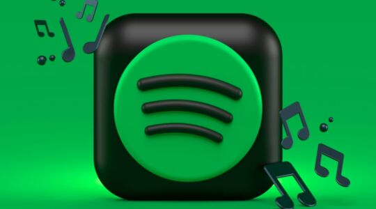 Het logo van Spotify in een 3d jasje