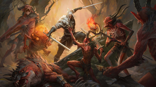 Een krijger in Diablo vecht tegen demonen