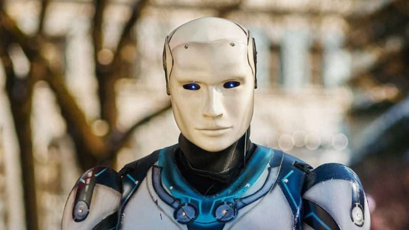 Een AI robot met een menselijk gezicht