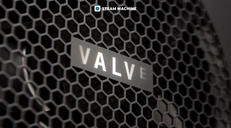 Het logo van Valve op de Steam Machine
