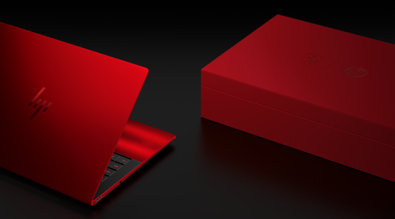 De HP laptop in de iconische rode kleur van Ferrari